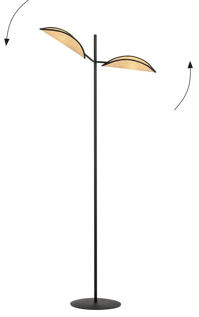 Piantana Moderno Eridano Acciaio Nero Marrone 2 Luci E14 Ip20