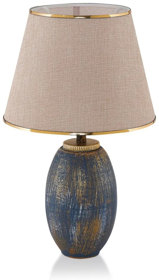 Lampada da tavolo blu e color crema con paralume in tessuto (altezza totale 50 cm) Yakamoz – Opviq lights