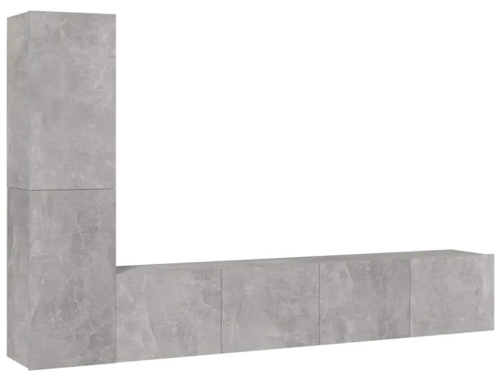 Set di mobili porta tv 4 pz grigio cemento in legno multistrato