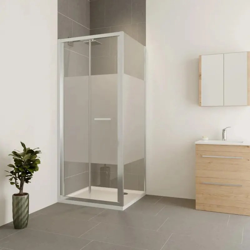 Box doccia con ingresso frontale pieghevole Verve L 70 x H 190 cm, vetro 6 mm serigrafato profilo cromato
