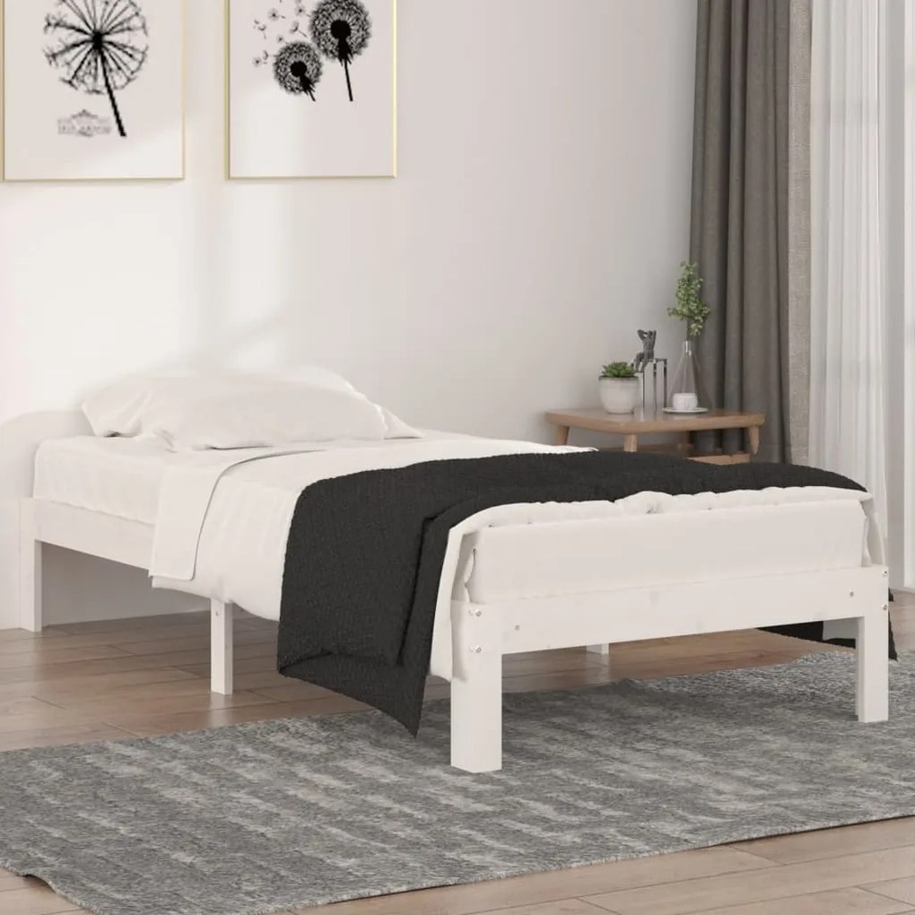 Giroletto Bianco İn Legno Massello 90x190 Cm Single /