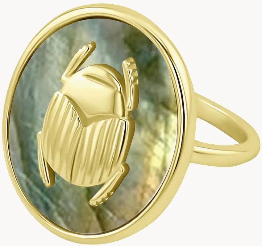 Anello placcato in oro con labradorite Neo