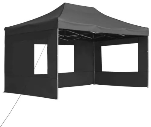 Gazebo Pieghevole con Pareti in Alluminio 4,5x3m Antracite