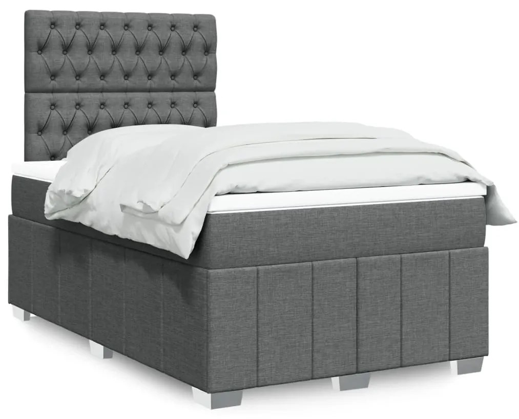 Giroletto A Molle Con Materasso Grigio Scuro 120x200 Cm Tessuto /