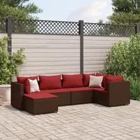 Set Mobili da Giardino 6pz con Cuscini in Polyrattan Marrone 3308213