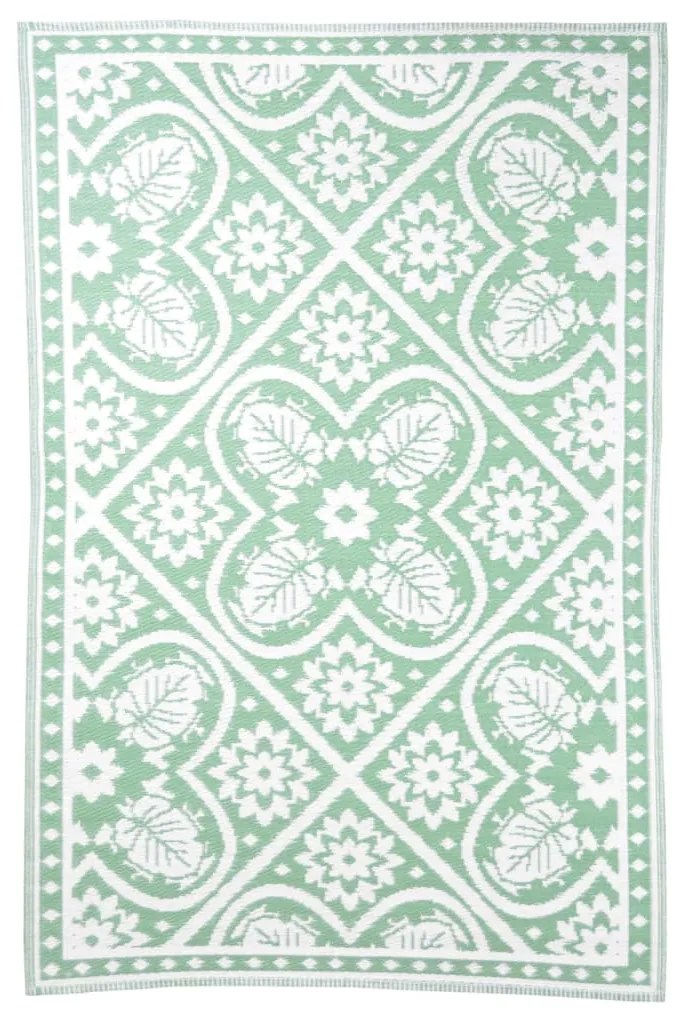 Esschert Design Tappeto da Esterno 182x122 cm a Tessere Verde e Bianco