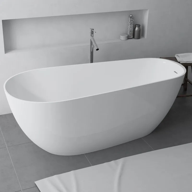 Vasca ad isola Gilda L170 x P70 cm, bianco lucido con troppo pieno e piletta