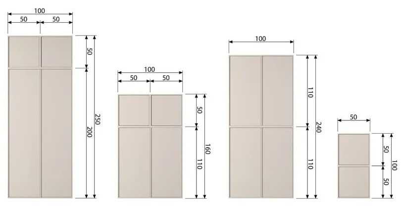 Armadio modulare in legno di pino crema 50x200 cm Daily - vtwonen