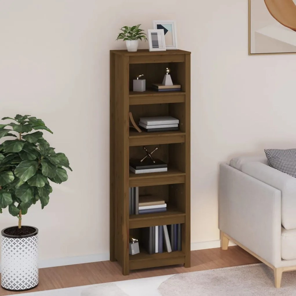 Libreria Marrone Ambra 50x35x154 Cm İn Legno Massello Di Pino /