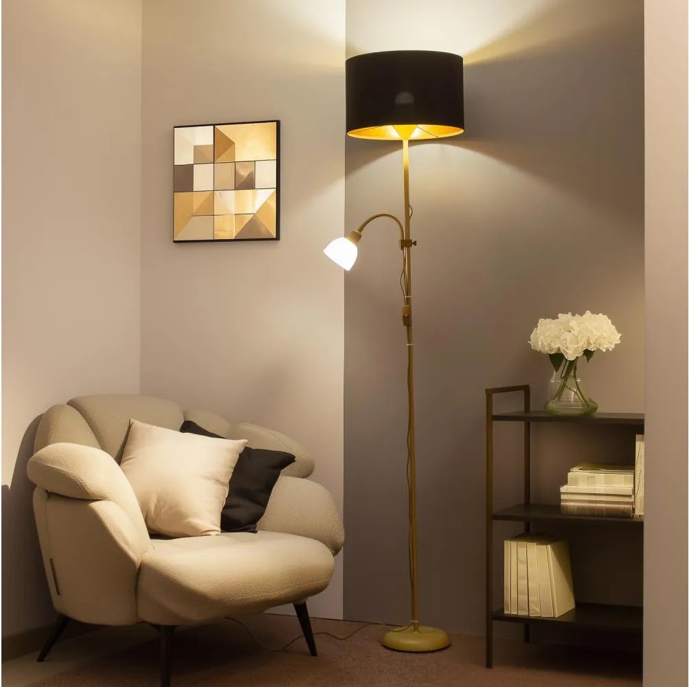 Brilagi - Lampada da terra CERIA 1xE27/100W/230V + 1xE14/25W oro/nero