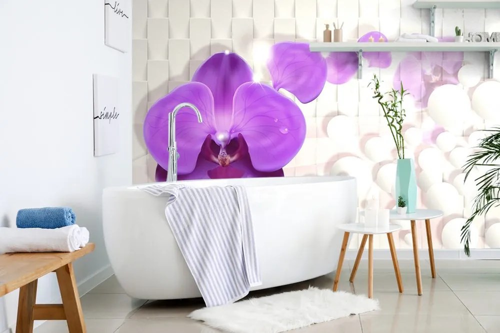 Carta da parati – Orchidea su sfondo astratto