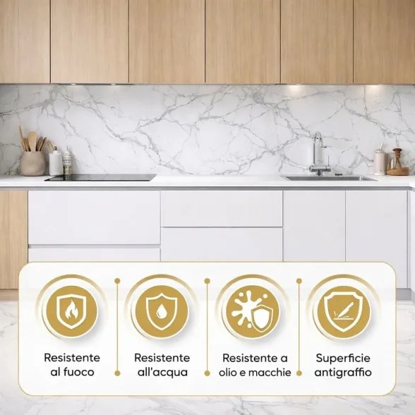 Pannello decorativo effetto marmo set 6 pz 4,3 mt2 PVC in UV 120 x 60 Marmo Grigio