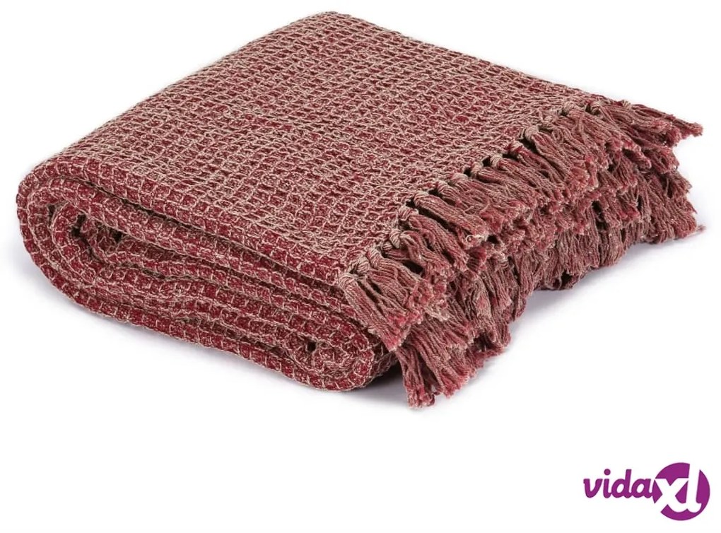 vidaXL Copriletto in Cotone 160x210 cm Rosso Borgogna