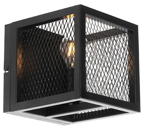 Lampada da parete industriale nera con rete - Cage