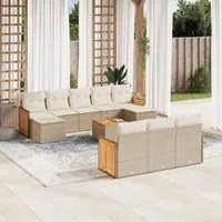 Set Divani da Giardino 11 pz con Cuscini Beige in Polyrattan 3228102