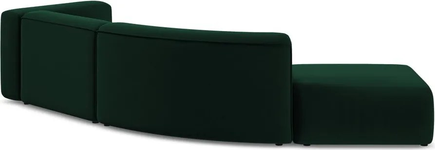 Chaise longue verde scuro (con penisola a sinistra) con rivestimento in velluto Ekahi – Makamii