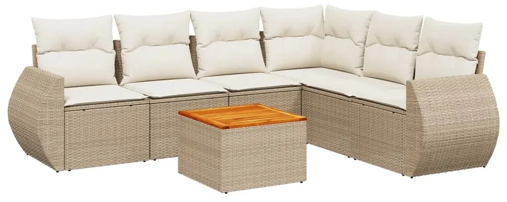 Set divani da giardino 7 pz con cuscini beige in polyrattan