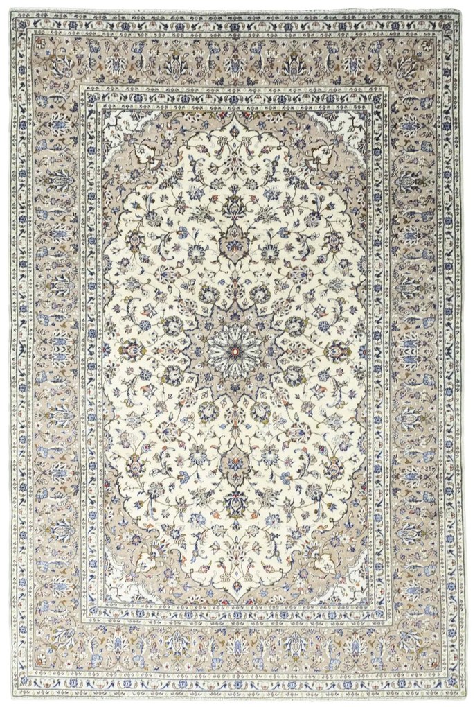 Kashan Tappeto 200x300 Beige (Iran) Annodato A Mano