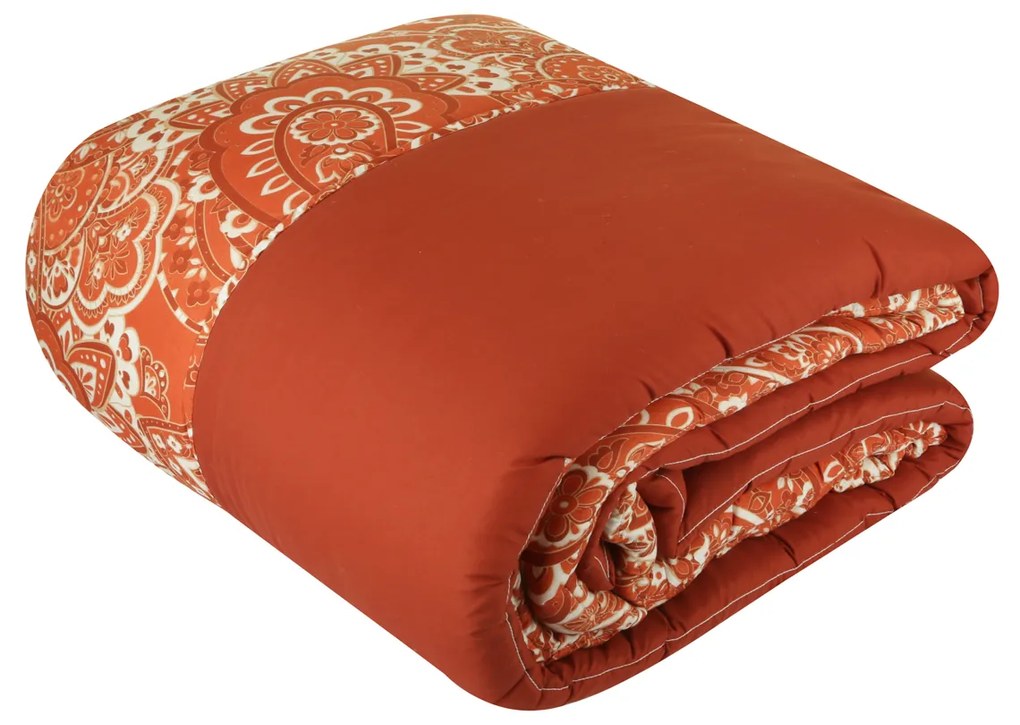 Trapunta matrimoniale stampa Paisley ruggine double face