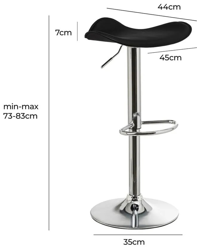 Set di sedie da bar nera in imbottito con altezza regolabile 2 pz (altezza della seduta 73 cm) – Casa Selección