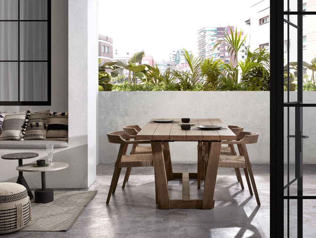 Kave Home - Tavolino Delano in terrazzo nero e gambe in acciaio finitura nera Ã˜ 40 cm