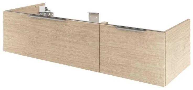 Mobile da bagno sospeso sotto lavabo L 135 x H 85 x P 51 cm bianco, 2 cassetti 1 anta con cassetto Neo, Maniglie acquistabili separatamente