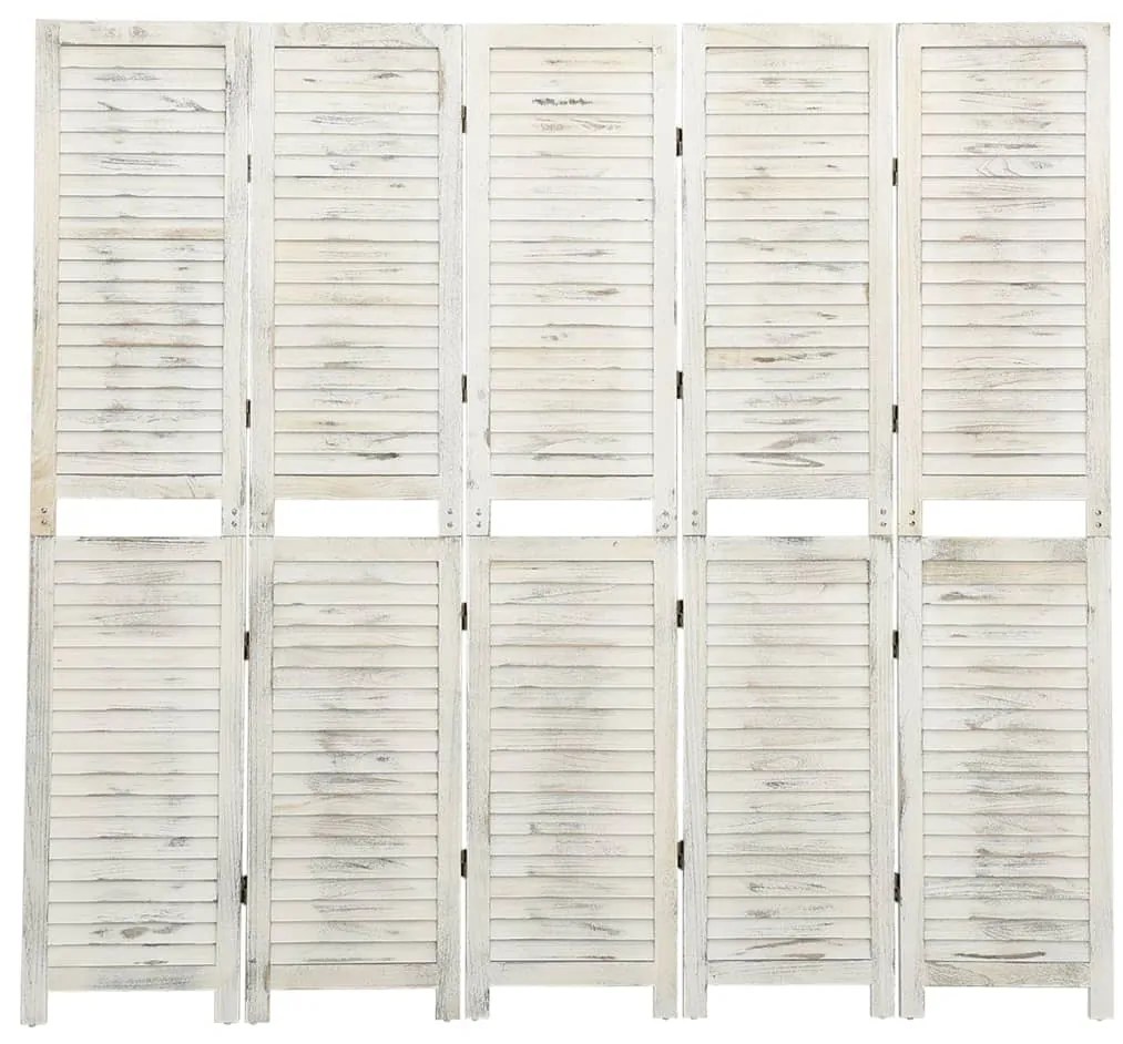 Divisorio 5 Pannelli Bianco Antico 178,5x166 Cm Legno Massello /