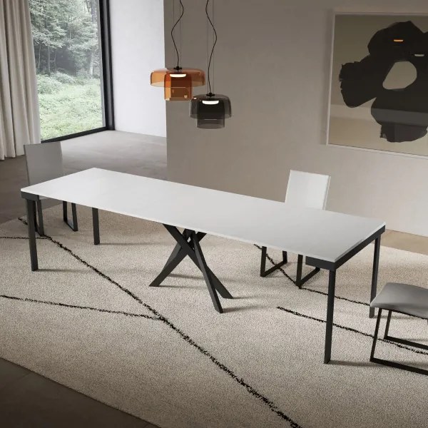 Consolle allungabile Libo Evolution - Bianco frassino telaio antracite 90x40/300 cm