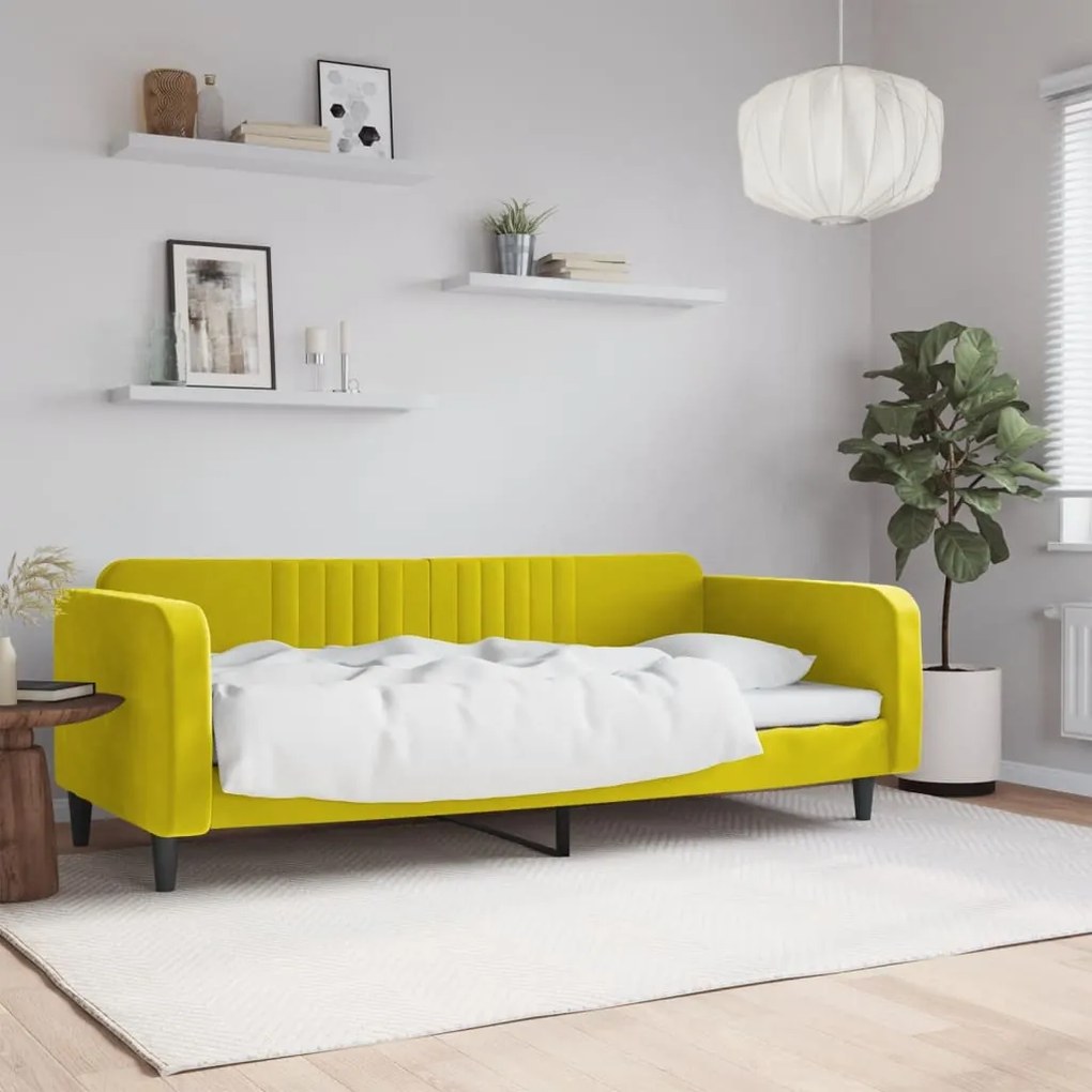 Letto Da Giorno Giallo 100x200 Cm İn Velluto /