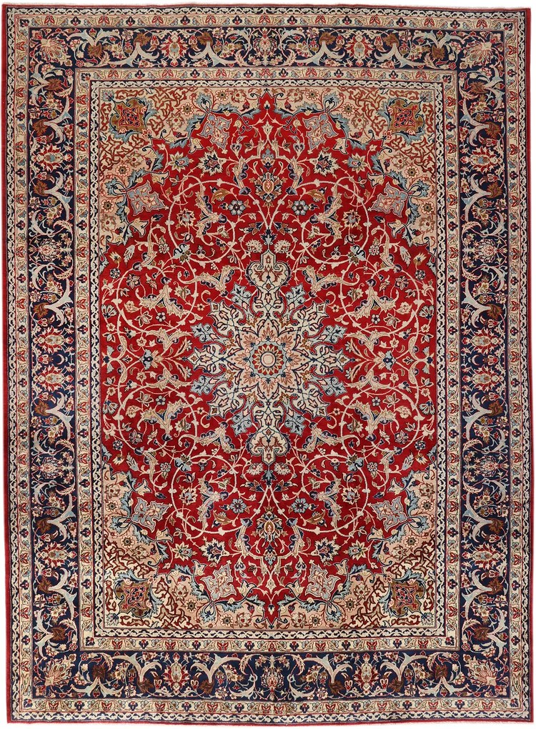 Isfahan Tappeto persiano 420 x 310 Rosso (Iran) Annodato A Mano