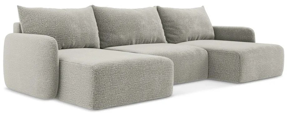 Divano angolare grigio chiaro allungabile/con contenitore Kalena – Makamii