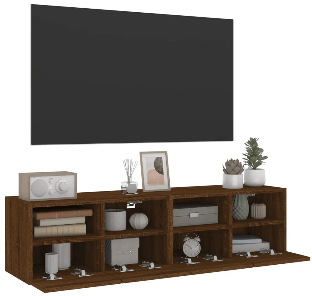 Mobili tv muro 2 pz rovere marrone 60x30x30cm legno multistrato