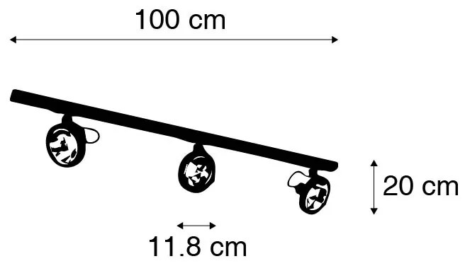 Sistema a binario con 3 faretti neri monofase - GO