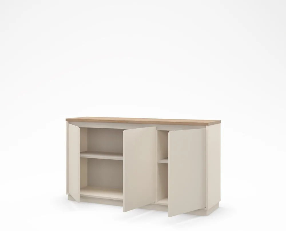 Cassettiera beige con effetto rovere 152x84x40 cm Loreta – Marckeric