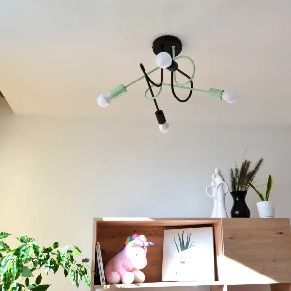 Lampadario a plafone OXFORD 4xE27/15W/230V nero/verde