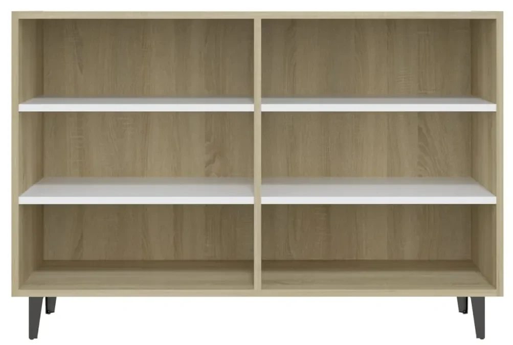 Credenza bianca e rovere sonoma 103,5x35x70 cm in truciolato