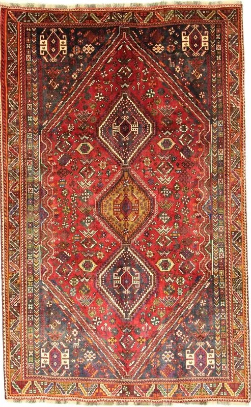 Gashghai Tappeto 300 x 190 Rosso (Iran) Annodato A Mano