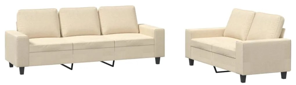 Set di divani 2 pz crema in tessuto