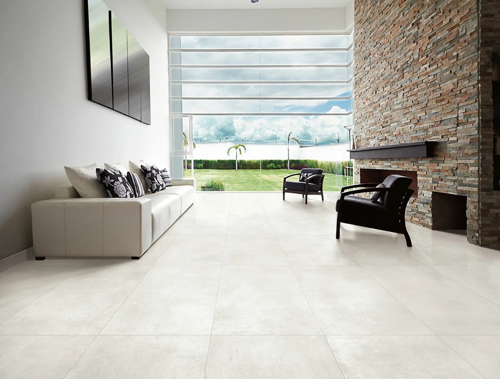 Gres Porcellanato Effetto Resina Spatolato Bianco 60X60 - Esbo720