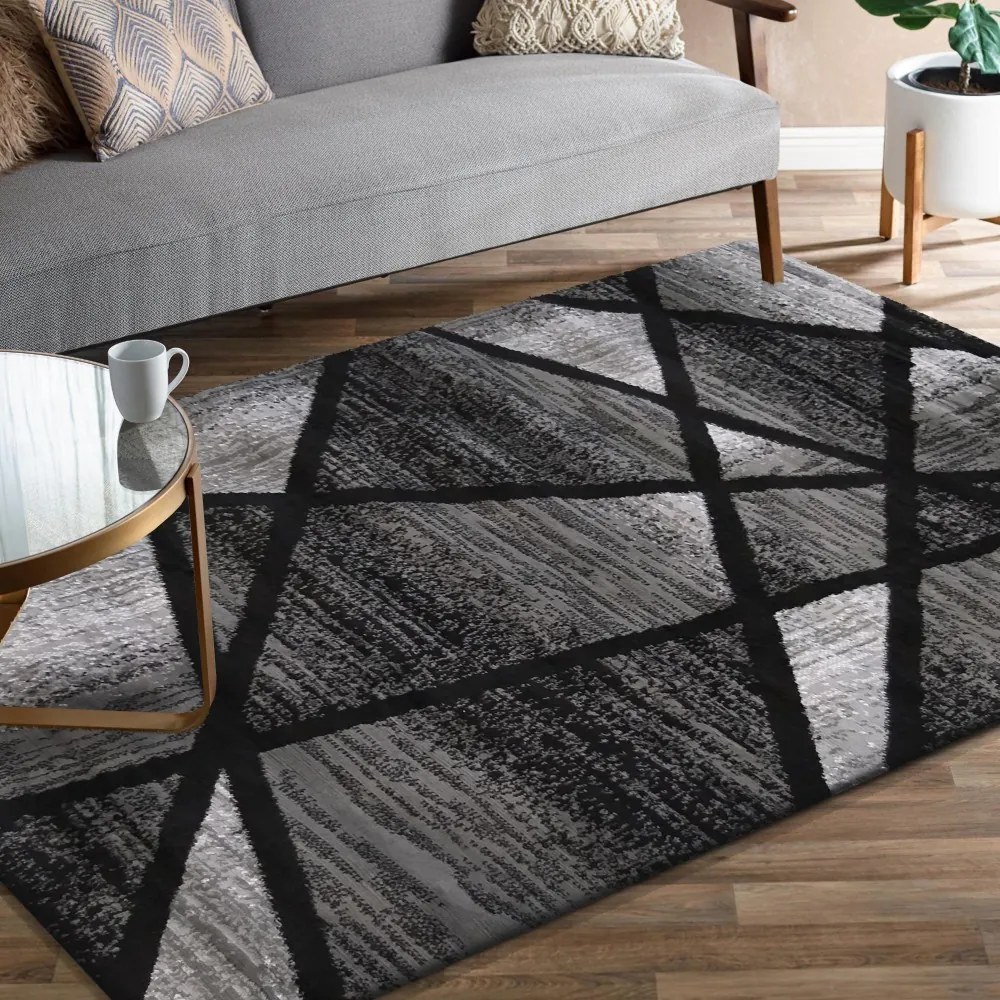 Tappeto grigio-nero moderno con motivo astratto Larghezza: 200 cm | Lunghezza: 290 cm