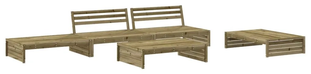 Set Divani da Giardino 5pz con Cuscini Legno Impregnato di Pino