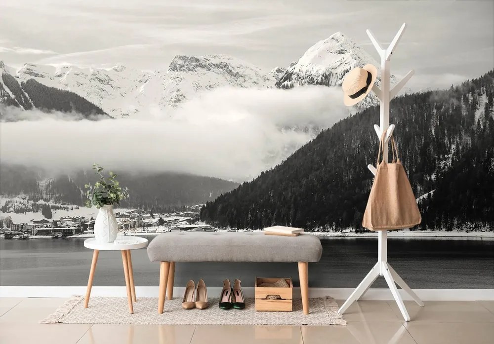 Carta da parati – Paesaggio invernale in bianco e nero