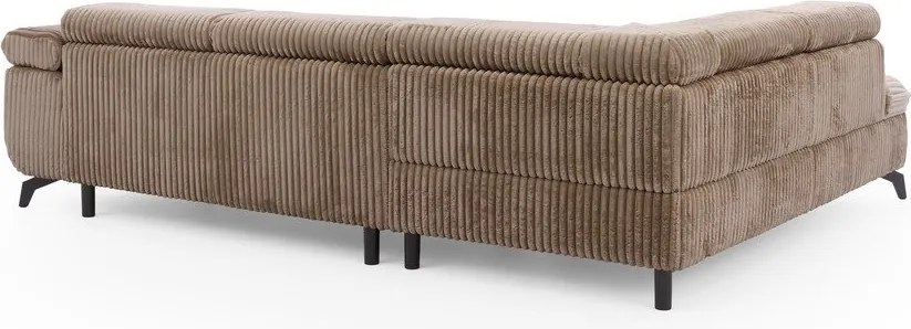 Divano angolare marrone (con penisola a sinistra/a L) con rivestimento in velluto a coste Marbeya – Ropez