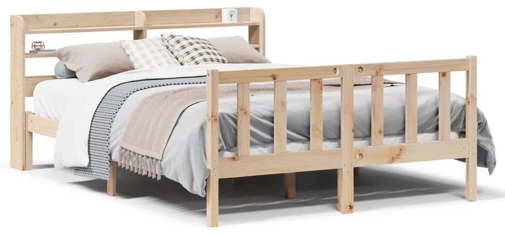 Letto Senza Materasso 140x200 Cm İn Legno Massello Di Pino /