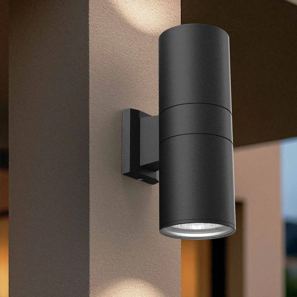 Applique Cilindrica Bidirezionale XL IP54 Con 2 basi E27 - Nera