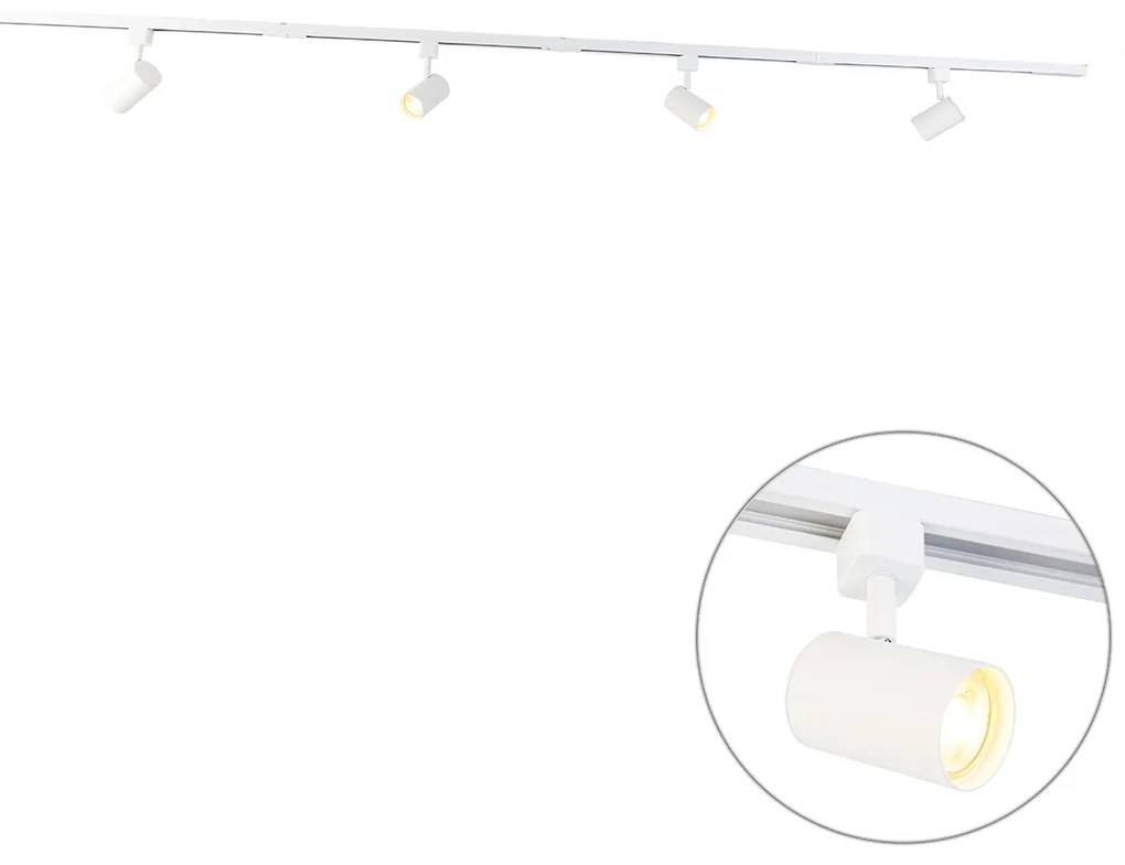 Sistema di illuminazione a binario moderno con 4 faretti bianco 1 fase - Iconic Yade