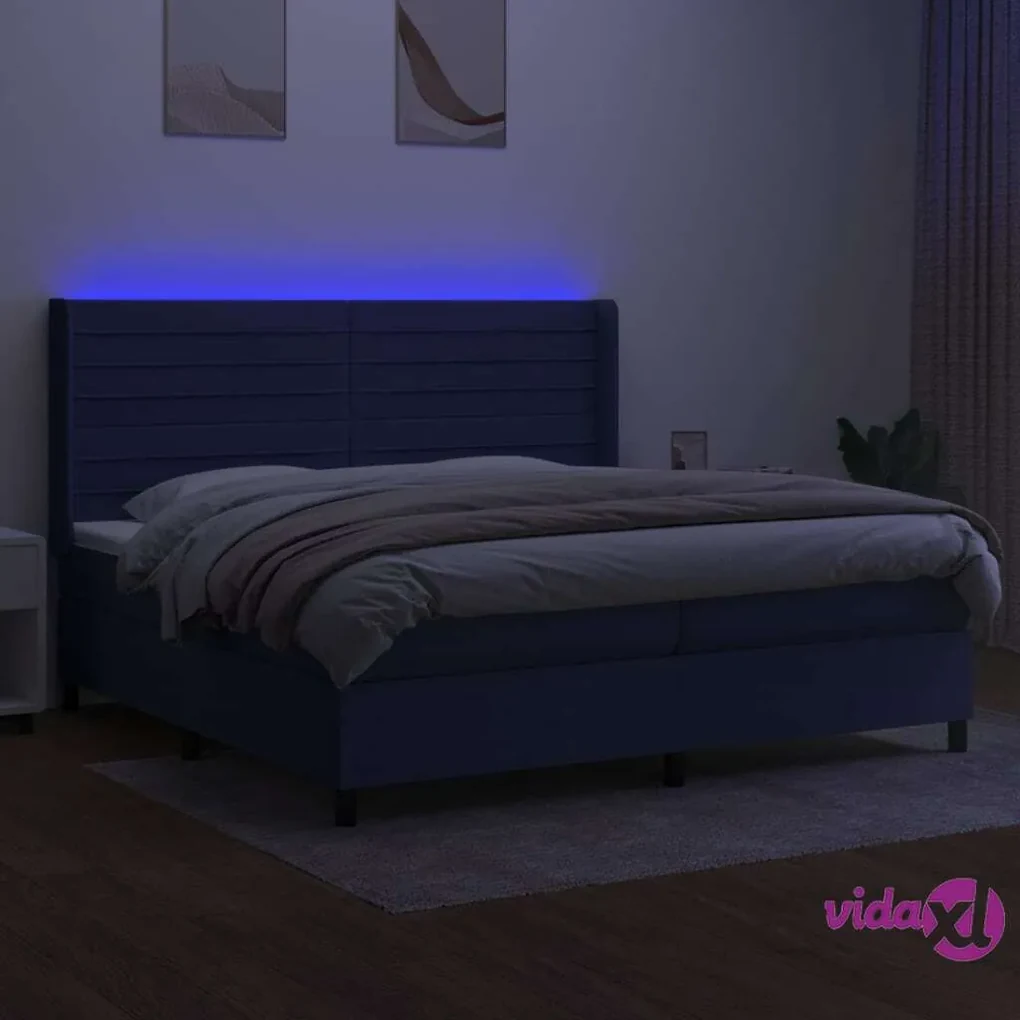 Letto a Molle con Materasso e LED Blu Scuro 100x200 cm