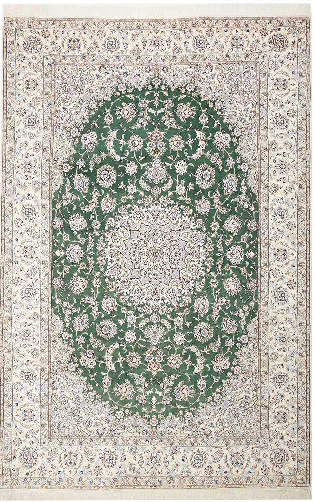 Nain Tappeto 310x200 Verde (Iran) Annodato A Mano