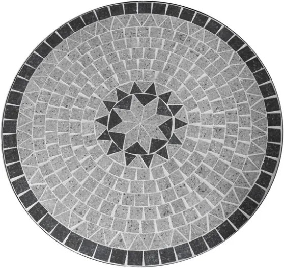 Set Tavolo Mosaico 80 Cm Completo Di 2 Sedie Pieghevoli In Acciaio E Ceramica