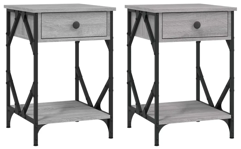 Comodini 2 pz grigio sonoma 40x42x60 cm in legno multistrato